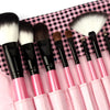 10 PCs Makeup Brushes Kit with pink Leather pouch