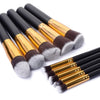 10 Piece Pro Makeup Brush Set  (Black and Gold)