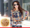 Tops Blusa Camisa Femininas Autumn winter warm cotton long-sleeved thick velvet women's plaid shirt  flannel  office shirts