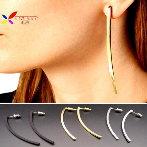 2015 hot simple earrings fashion rock punk gold silver black cooper stick drop earring jewelry for women pendientes de borla