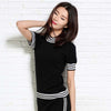 Sparsil Women's Spring Half-Height O-Neck Short Sleeve Sweater Solid Cotton Blend Slim Style Pullover Knitwear