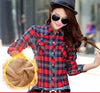 Tops Blusa Camisa Femininas Autumn winter warm cotton long-sleeved thick velvet women's plaid shirt  flannel  office shirts