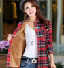 Tops Blusa Camisa Femininas Autumn winter warm cotton long-sleeved thick velvet women's plaid shirt  flannel  office shirts