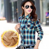 Tops Blusa Camisa Femininas Autumn winter warm cotton long-sleeved thick velvet women's plaid shirt  flannel  office shirts