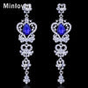 Minlover Austrian Crystal Platinum Plated Chandelier  Earrings Bridal Long Drop Wedding Earrings for Women EH163