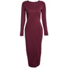 2016 Women Bodycon Sexy Club Midi Dress Winter Autumn Sheath O-neck Dress Party Tight Back Zipper Dresses Vestidos Plus Size XXL