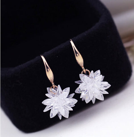 18K/White Gold Plated 100% Austria Crystal Flower Design Drop Earrings For Women Fashion Party Jewelry Boucle D'oreille Femme