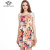 New Brand 2016 Summer Women dress Casual Print Sleeveless Dress Chiffon stripe floral print Elastic Waist Bohemian Beach Dresses