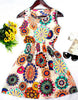 New Brand 2016 Summer Women dress Casual Print Sleeveless Dress Chiffon stripe floral print Elastic Waist Bohemian Beach Dresses