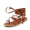 new design rome style novelty summer sandals casual cross-tied lace-up low square heels easy walking skidproof gladiator shoes