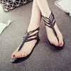 Fashion Black White Toepost Flats Women Flip Flops Ankle-Wrap Bohemia weaving sandals Summer Lady Beach Shoes