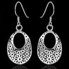 2016 Fancy E581 wholesale retail silver earrings chic fashion jewelry beauty drop hollow leaf  for women lady gift jewelry