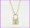 Famous Brand Shop Forever Bijoux Marble Necklaces 21 Lock White Stone 18 K Gold Plated Bop Choker Pendants Jewelry For Women