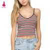 Sexy Striped Slim Midriff-baring fit Tight Camis Spaghetti Strap V-Neck Crop Tank Backless Brandy Melville Women Short Tees Tops